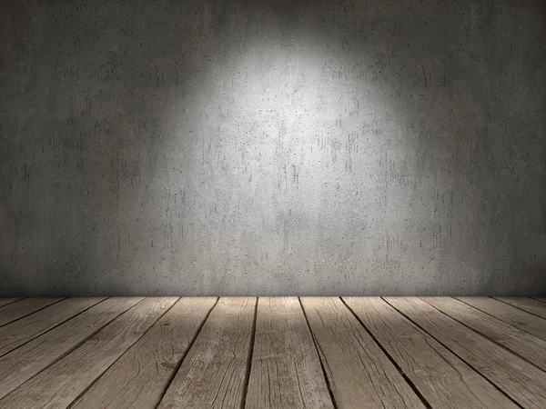 Concrete wall wood floor — Stock Photo, Image