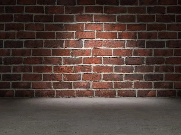 Tuğla duvar beton zemin — Stok fotoğraf
