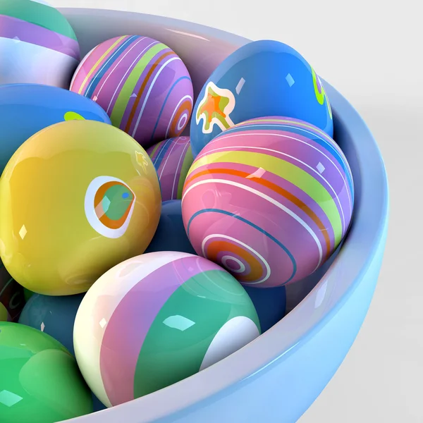 Bowl filled with easter eggs — Stock Photo, Image