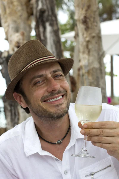 幸せの白ワイン ストック画像