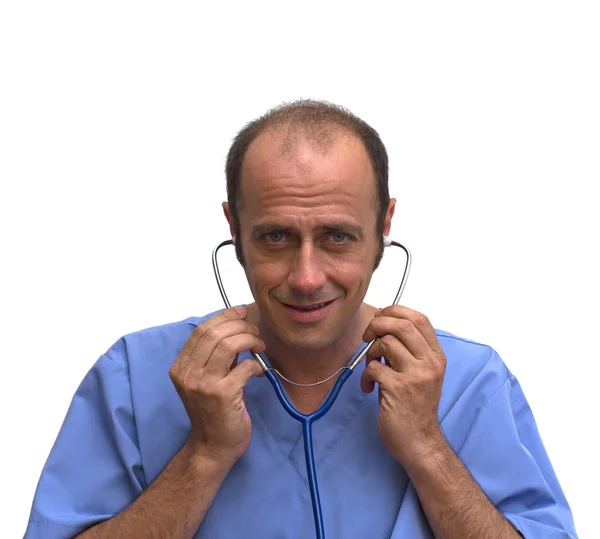 Menggunakan stetoskop — Stok Foto