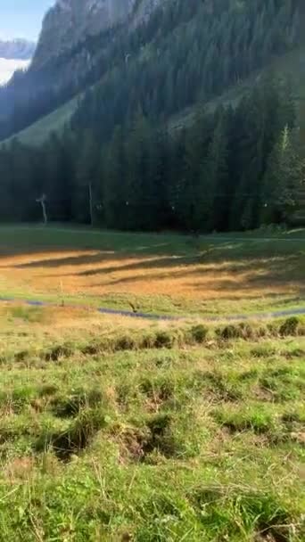 Vista Cerca Frakmuntegg Pliatus Lucerna Suiza Colinas Verdes Cordillera Fondo — Vídeo de stock