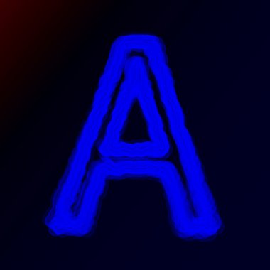 Neon harf, alfabe veya soyut parlayan sembol