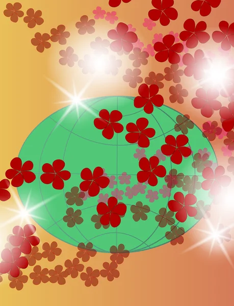 鲜花和波斯菊，花卉背景 — 图库矢量图片