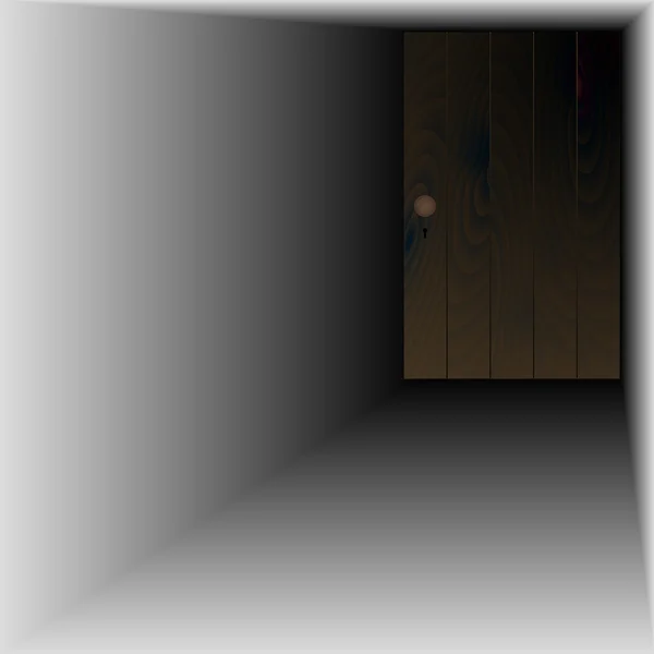 Ξύλινη πόρτα με ξύλινη λαβή και κλειδαρότρυπα — Διανυσματικό Αρχείο