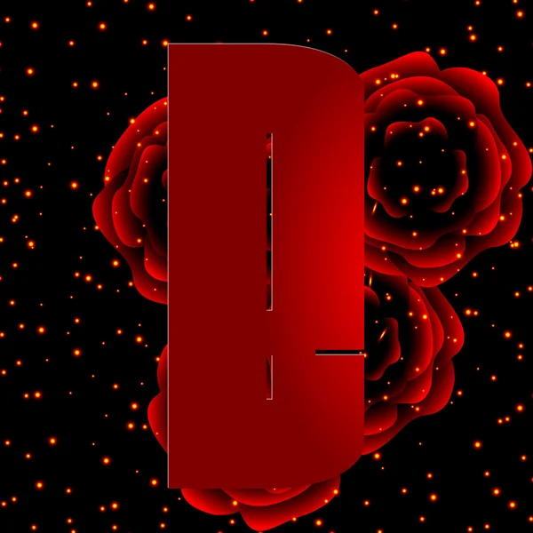 Alphabet sur fond de roses rouges Lettre B — Image vectorielle