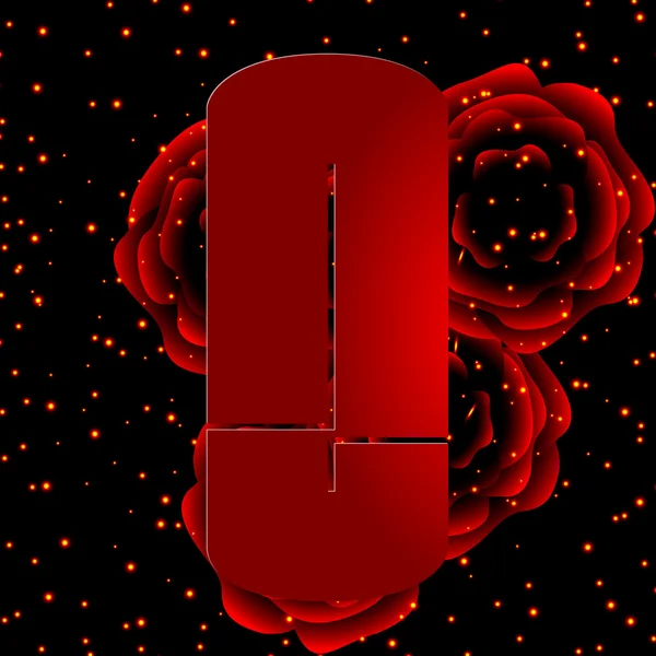 Alphabet sur fond de roses rouges Lettre S — Image vectorielle