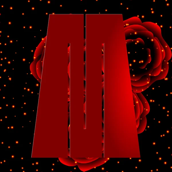 Alfabeto sobre fondo de rosas rojas Letra M — Archivo Imágenes Vectoriales