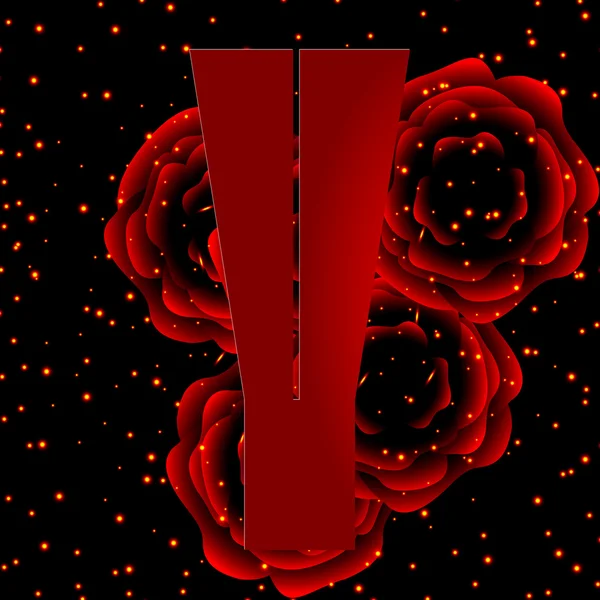 Alfabetet på en bakgrund av röda rosor bokstaven y — Stock vektor
