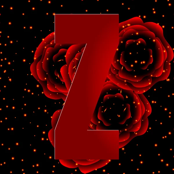 Alphabet auf einem Hintergrund aus roten Rosen Buchstabe z — Stockvektor