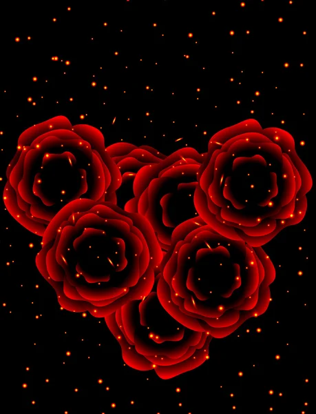 Ramo de rosas rojas — Vector de stock