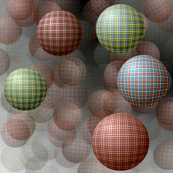 Balls with a texture on the background of transparent balls — Stock Vector