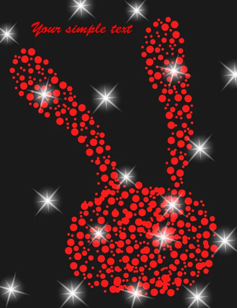 Zeichen eines Hasen, eine abstrakte Silhouette auf rotem Hintergrund — Stockvektor