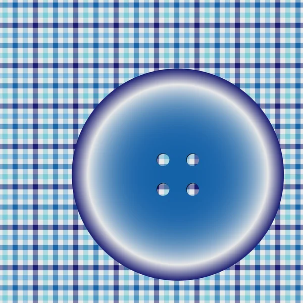 Round button on a checkered cloth surface — Stock Vector