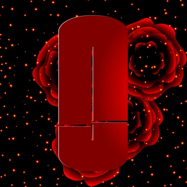 赤いバラの手紙 s の背景にアルファベット — ストックベクタ