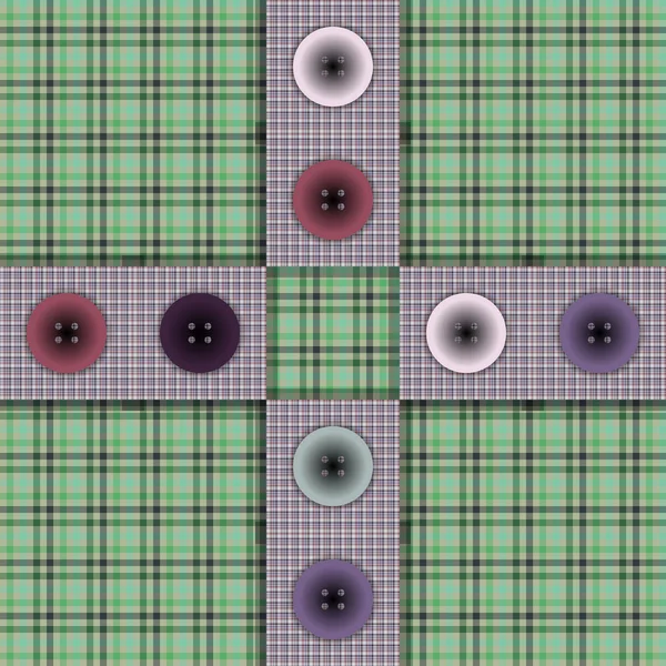 Ensemble de tissu avec boutons sur un fond contrasté — Image vectorielle