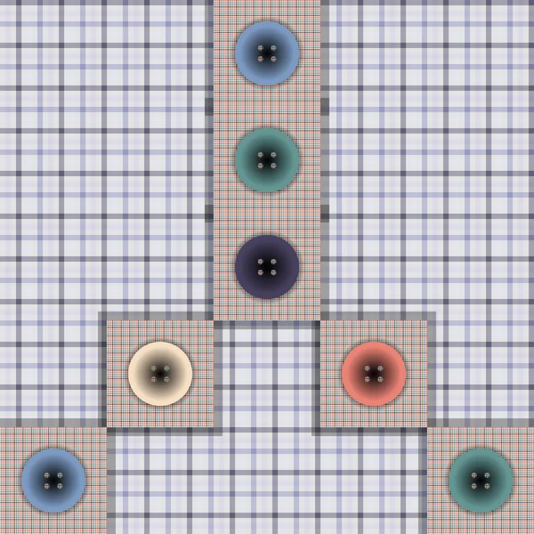 Set di tessuto con bottoni su sfondo a contrasto — Vettoriale Stock