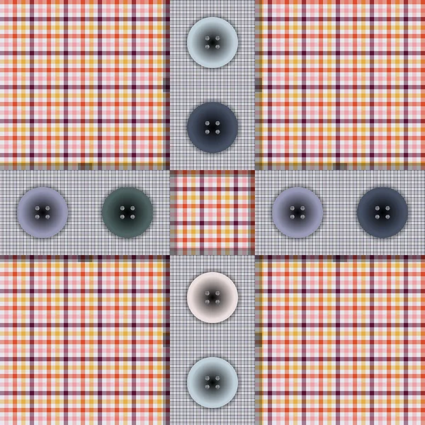 Uppsättning av tyg med knappar på en kontrasterande bakgrund — Stock vektor