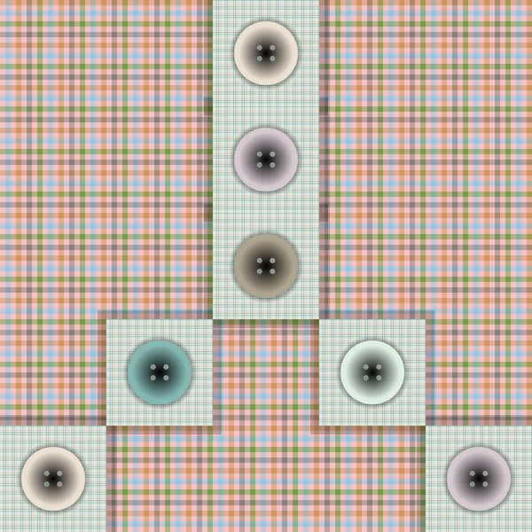 Set di tessuto con bottoni su sfondo a contrasto — Vettoriale Stock