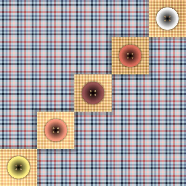 Ensemble de tissu avec boutons sur un fond contrasté — Image vectorielle
