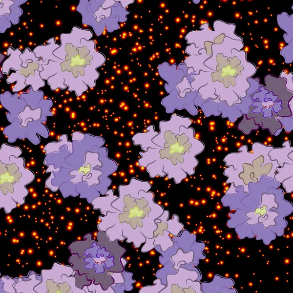 星の背景に抽象的な花 — ストックベクタ