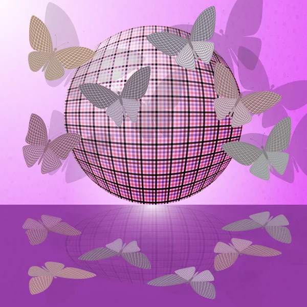 Conjunto de mariposas o grupo de insectos cerca de la pelota — Vector de stock