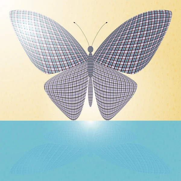 Mariposa en la pared y su reflejo en una superficie horizontal — Archivo Imágenes Vectoriales