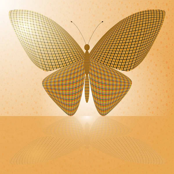 Motýl na zdi a její reflexe na vodorovném povrchu — Stockový vektor