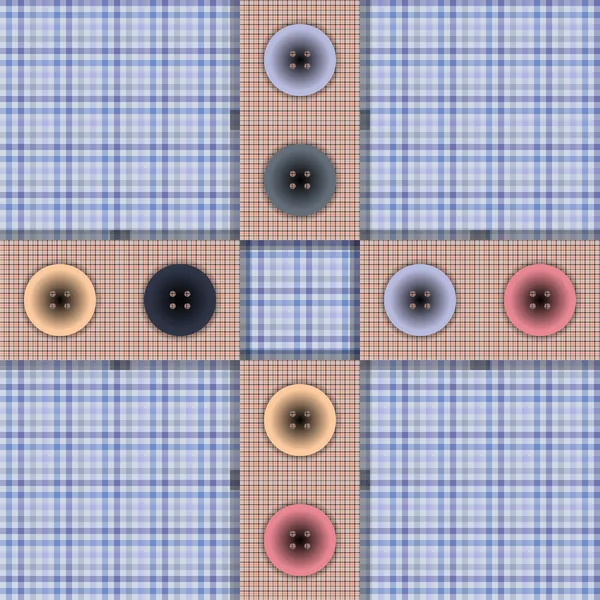 Uppsättning av tyg med knappar på en kontrasterande bakgrund — Stock vektor