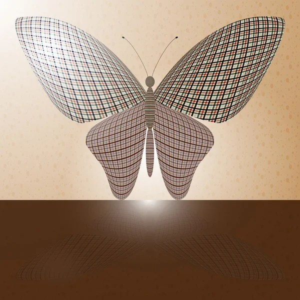 Mariposa en la pared y su reflejo en una superficie horizontal — Archivo Imágenes Vectoriales