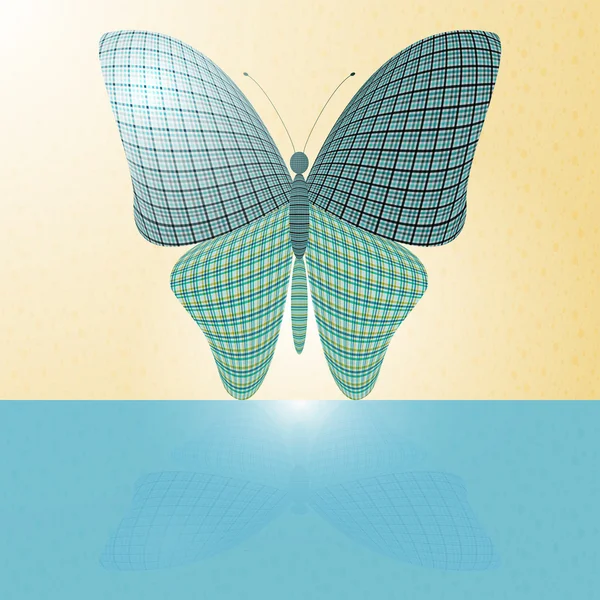 Schmetterling an der Wand und seine Spiegelung auf einer horizontalen Oberfläche — Stockvektor