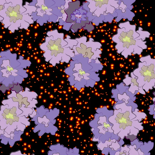 星の背景に抽象的な花 — ストックベクタ