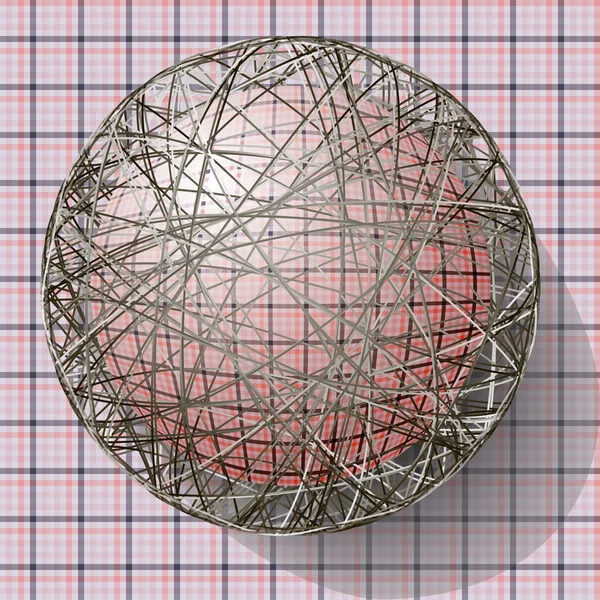 Ball mit der Textur von Stoff und innerhalb des Gitters — Stockvektor
