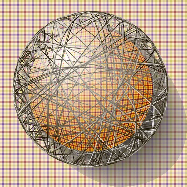 Balle avec la texture du tissu et dans la grille — Image vectorielle