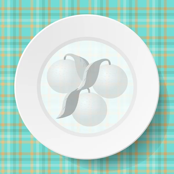 Image dishes on a napkin with a seamless texture — Stock Vector