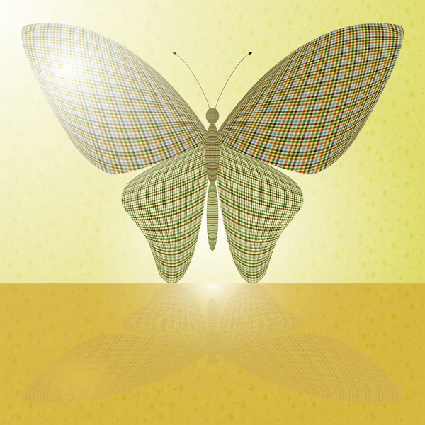 Метелик на стіні і його відображення на горизонтальній поверхні — стоковий вектор