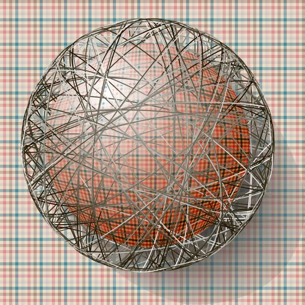 Ball with the texture of fabric and within the grid — Stock Vector