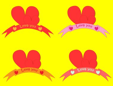 Sarı arka planda kırmızı kalpler