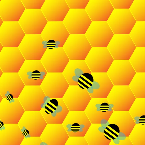 Abejas y miel — Vector de stock