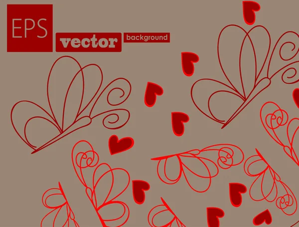 Mariposas y corazones — Vector de stock