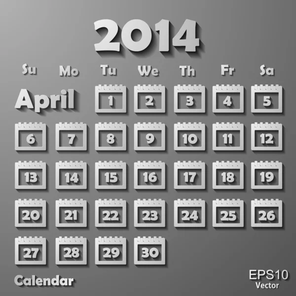 Calendario 2014 — Vector de stock