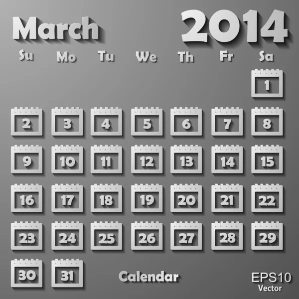 Calendario 2014 — Vector de stock