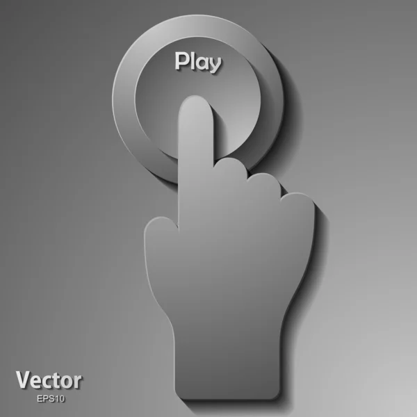 Hand op de knop drukt af — Stockvector