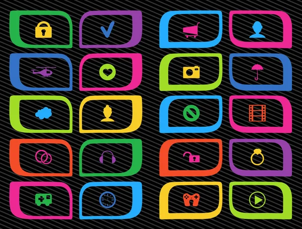 Ensemble d'icônes colorées et colorées — Image vectorielle