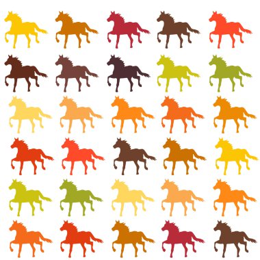 Set of colorful horses clipart