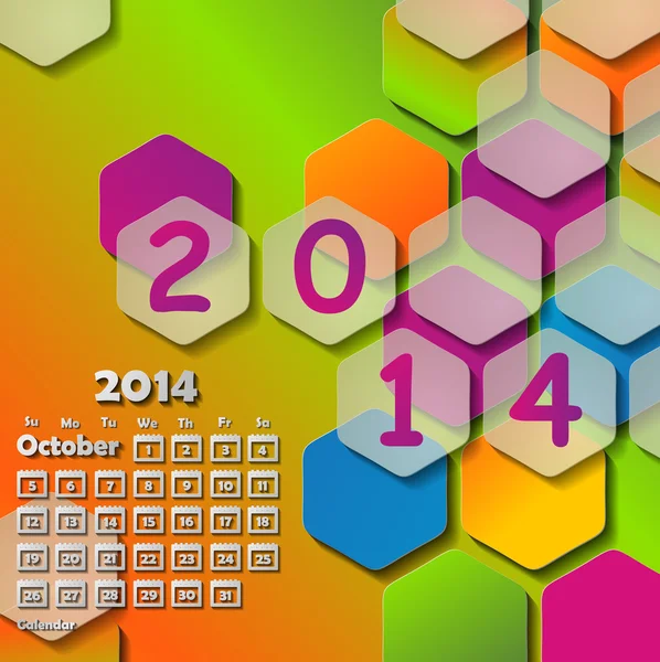 Kalendář 2014.october — Stockový vektor