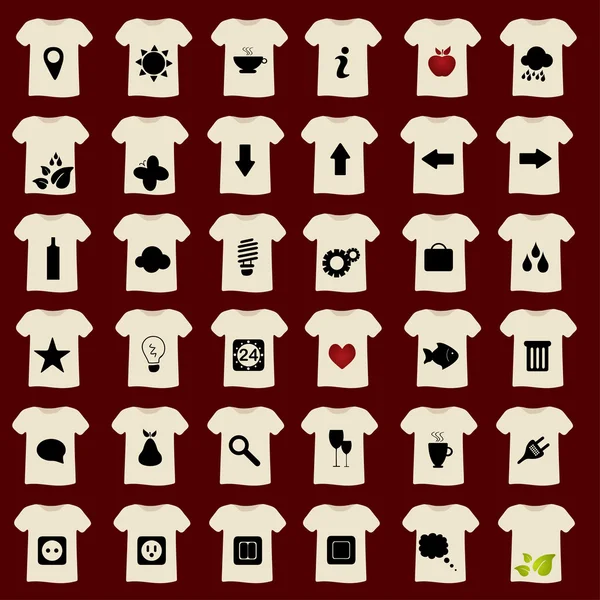 T-skjorter med ikoner – stockvektor