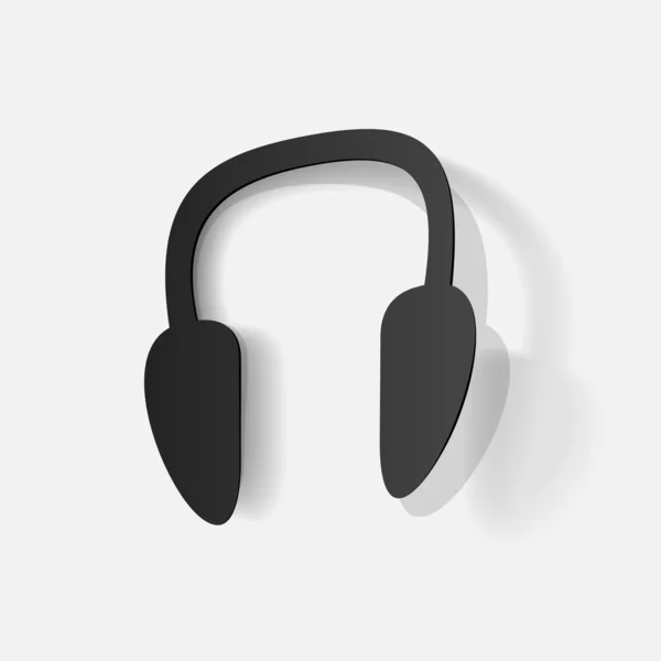 Black headphones sticker — Stock Vector