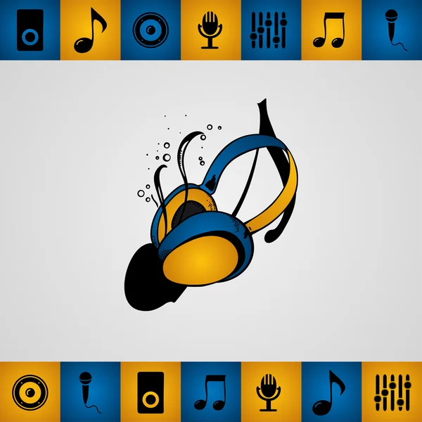 Muziek hoofdtelefoon — Stockvector