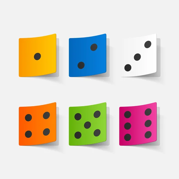 Paper sticker dice — Stock Vector